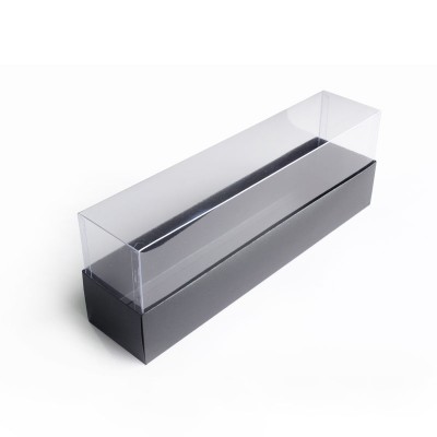 Caja de Cart&oacute;n rectangular con tapa deslizable en acetato transparente para souvenirs y recordatorios